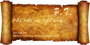 Páhány Tóbia névjegykártya